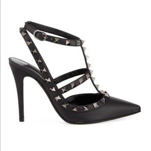 Valentino Garavani black Rockstud Slingback Pumps